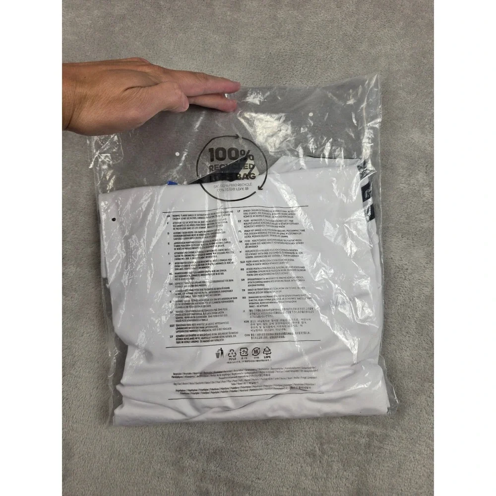 Adidas Active 3 Stripe Tee Mens L White Short Sleeve Performance Shirt KD6751